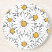 Modern Chic  Daisy Floral Pattern Waterverf Zandsteen Onderzetter (Voorkant)