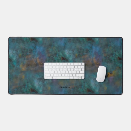 Modern Chic Dark Green Blue Tie Dye Name Custom Bureaumat (Keyboard & Muis)