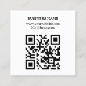 Modern Chic Dark Grey White Brown QR code Vierkante Visitekaartje (Achterkant)