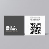 Modern Chic Dark Grey White Brown QR code Vierkante Visitekaartje