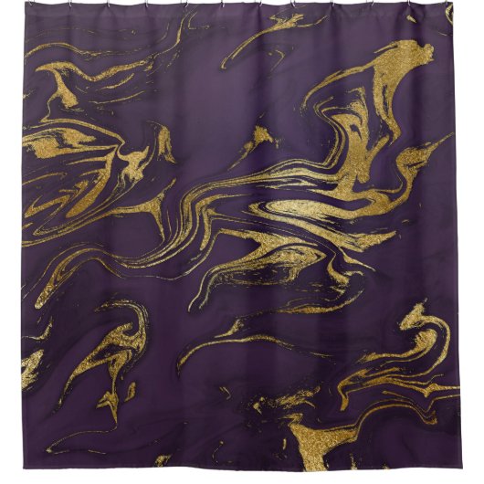 Modern Chic Deep Plum en Marble Douchegordijn (Voorkant)