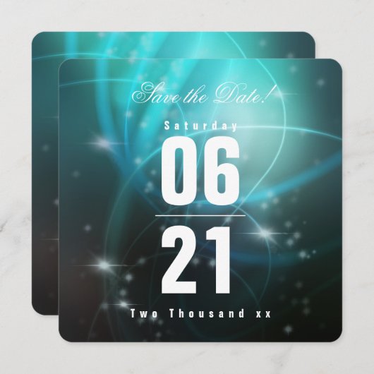 Modern Chic Deep Zee Aqua Bokeh met Typografie (Voorkant / Achterkant)