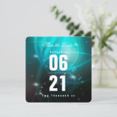 Modern Chic Deep Zee Aqua Bokeh met Typografie (Staand voorkant)