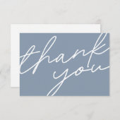 Modern Chic Dusty Blue Calligraphy Script Wedding Bedankkaart (Voorkant / Achterkant)