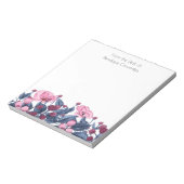 Modern Chic Dusty Blue en Pink Floral Notitieblok (Linkerzijde)