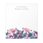 Modern Chic Dusty Blue en Pink Floral Notitieblok (Voorkant)