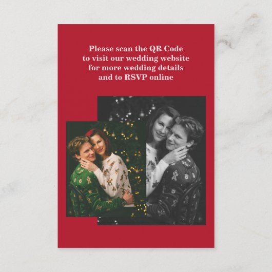 Modern Chic Editorial Deep Red Wedding Informatiekaartje (Achterkant)