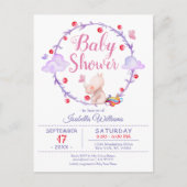 Modern Chic Eenhoorn Waterverf Meisje Baby shower Uitnodiging Briefkaart (Voorkant)