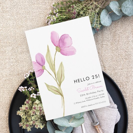 Modern Chic Eenvoudige 25e verjaardag Kaart