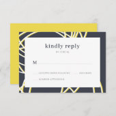 Modern Chic Elegant Blue Yellow Wedding RSVP Informatiekaartje (Voorkant / Achterkant)