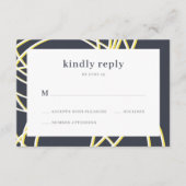 Modern Chic Elegant Blue Yellow Wedding RSVP Informatiekaartje (Voorkant)