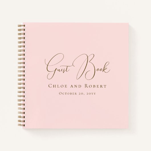 Modern Chic Elegant Blush Pink Wedding Guest Book Notitieboek (Voorkant)