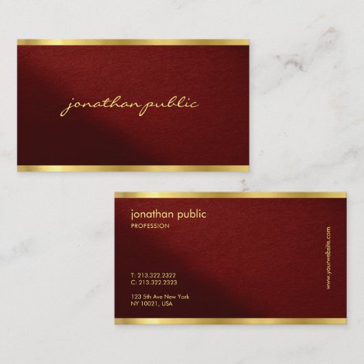 Modern Chic Elegant Gold Text Typography Script Visitekaartje (Voorkant / Achterkant)