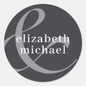 Modern Chic Elegant Grey White Ronde Sticker (Voorkant)