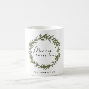 MODERN CHIC ELEGANT HOLLY BERRY WREATH CHRISTMAS KOFFIEMOK