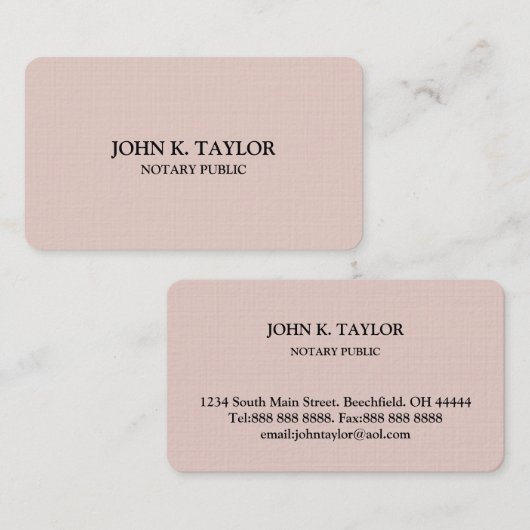 Modern chic elegant notaris public visitekaartje (Voorkant / Achterkant)