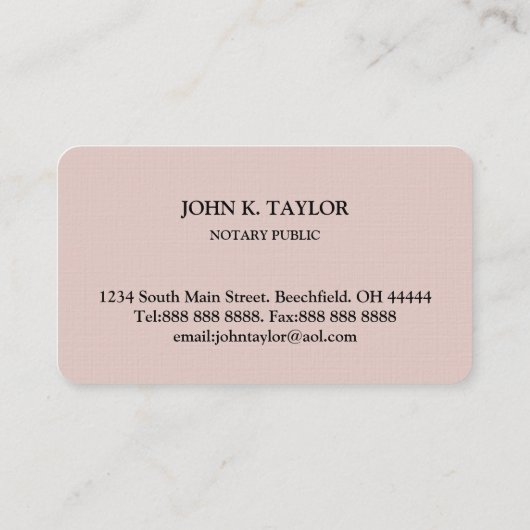 Modern chic elegant notaris public visitekaartje (Achterkant)