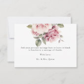 Modern Chic Elegant Romantic Pink Rose Wedding Bedankkaart (Achterkant)