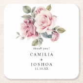 Modern Chic Elegant Romantic Pink Rose Wedding Kartonnen Onderzetters (Voorkant)