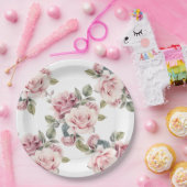 Modern Chic Elegant Romantic Pink Rose Wedding Papieren Bordje (Feest)