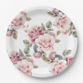 Modern Chic Elegant Romantic Pink Rose Wedding Papieren Bordje (Voorkant)