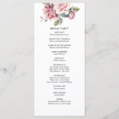 Modern Chic Elegant Romantic Pink Rose Wedding Programmakaart (Achterkant)