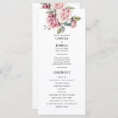 Modern Chic Elegant Romantic Pink Rose Wedding Programmakaart (Voorkant / Achterkant)