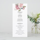 Modern Chic Elegant Romantic Pink Rose Wedding Programmakaart (Staand voorkant)