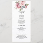 Modern Chic Elegant Romantic Pink Rose Wedding Programmakaart (Voorkant)