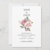Modern Chic Elegant Romantic Pink Rose Wedding Save The Date (Voorkant)