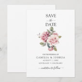 Modern Chic Elegant Romantic Pink Rose Wedding Save The Date (Voorkant / Achterkant)