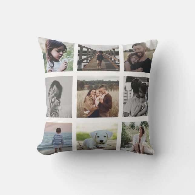 Modern Chic Family Photo Collage Keepomwille Trend Kussen (Voorkant)