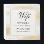 Modern Chic Faux Gold Glitter WiFi-wachtwoord Houten Kist Print<br><div class="desc">Dit moderne ontwerp is voorzien van een schitterend goudfaux glitter-lijst. Aangepast met uw WiFi-wachtwoordgegevens door de tekst in het tekstvak te bewerken. #wifi #business #beachhouse #rentalhome #rentalproperty #cafesignesignes #gold #glitter #restaurantsignes #beachhousedecor #cafe #borden #decor #winkeldecor #homedecor #officedecor #officedecor</div>