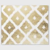 Modern chic faux gold leaf ikat patroon cadeaupapier (Vlak)