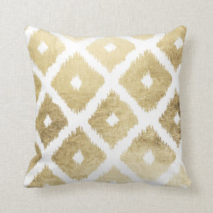 Modern chic faux gold leaf ikat patroon kussen