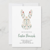 Modern Chic Floral Bunny Easter Brunch Kaart (Voorkant)