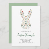 Modern Chic Floral Bunny Easter Brunch Kaart (Voorkant / Achterkant)
