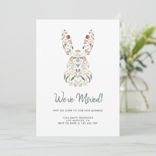Modern Chic Floral Bunny Easter We hebben ons verp Kaart (Staand voorkant)