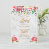 Modern Chic Floral Copper Marble Vrijgezellenfeest Kaart (Staand voorkant)