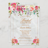 Modern Chic Floral Copper Marble Vrijgezellenfeest Kaart (Voorkant / Achterkant)