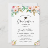 Modern Chic Floral Gold Afstuderen Graduation Part Kaart (Achterkant)