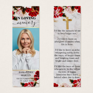 Modern Chic Floral Memorial Funeral Bladwijzer Mini Visitekaartjes