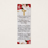 Modern Chic Floral Memorial Funeral Bladwijzer Mini Visitekaartjes (Achterkant)