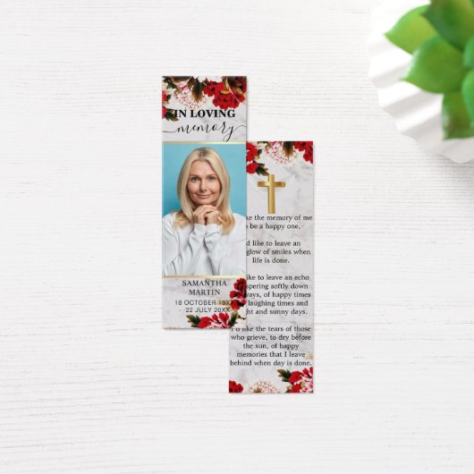 Modern Chic Floral Memorial Funeral Bladwijzer Mini Visitekaartjes (Bureau)