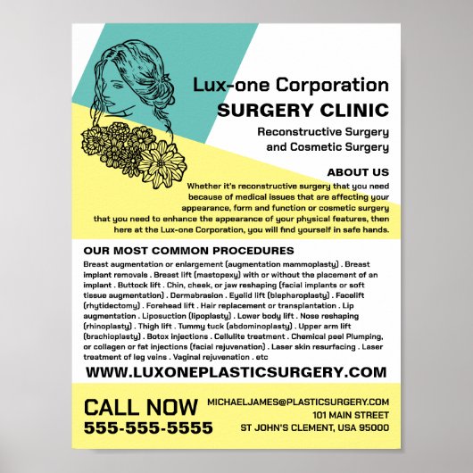 Modern Chic Floral Model, plastische chirurg/chiru Poster (Voorkant)