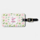 Modern Chic Floral Monogram Bagagelabel (Voorkant horizontaal)