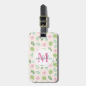 Modern Chic Floral Monogram Bagagelabel (Voorkant verticaal)