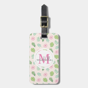 Modern Chic Floral Monogram Bagagelabel