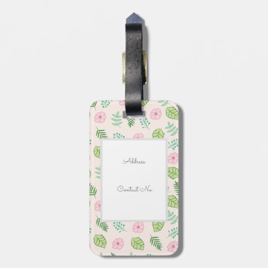 Modern Chic Floral Monogram Bagagelabel (Achterkant verticaal)
