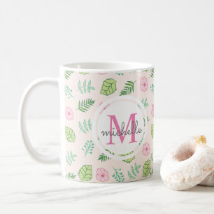 Modern Chic Floral Monogram Koffiemok